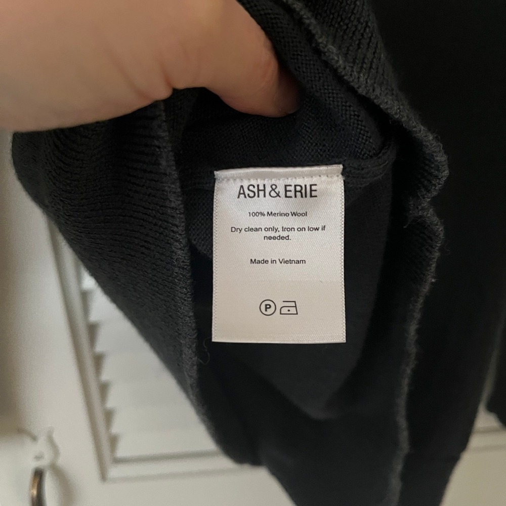 Ash & Erie Merino Wool Quarter-Zip Sweater Charcoal Gray Sz M - Picture 7 of 7